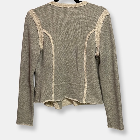 Lucky Lotus by Lucky Brand Cotton Knit Jacket, Gray & Cream, Medium - Picture 5 of 10